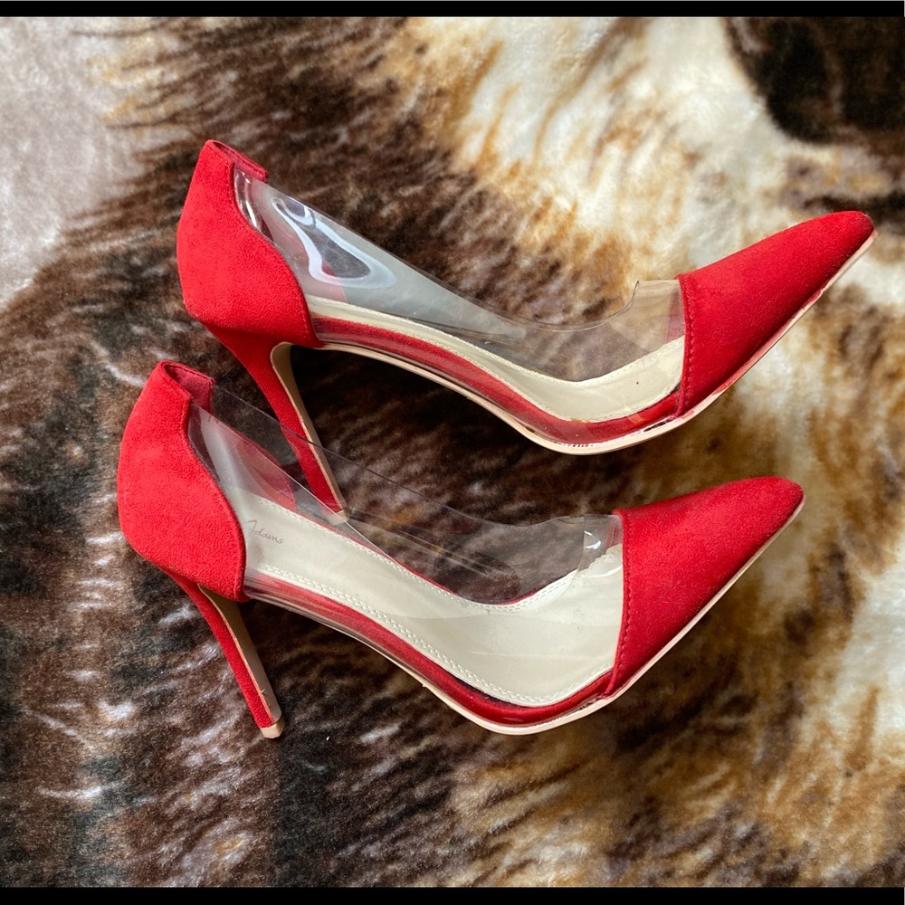 Red clear heels